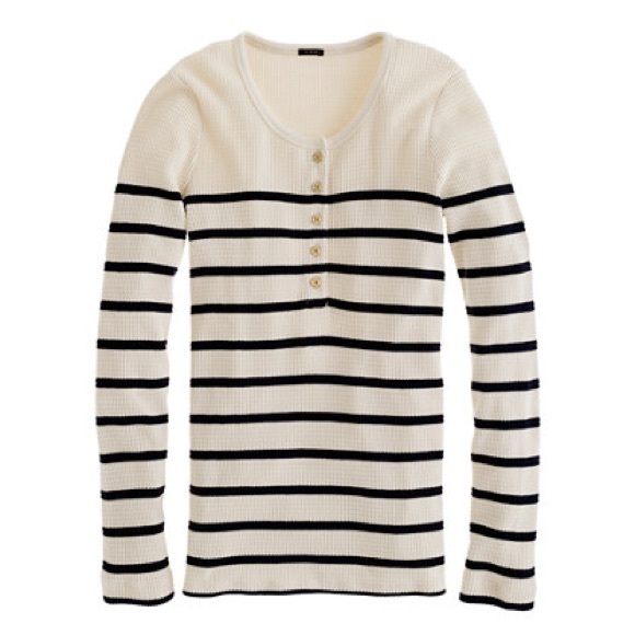 J. Crew Tops - Women's J. Crew Navy White Striped Thermal Henley